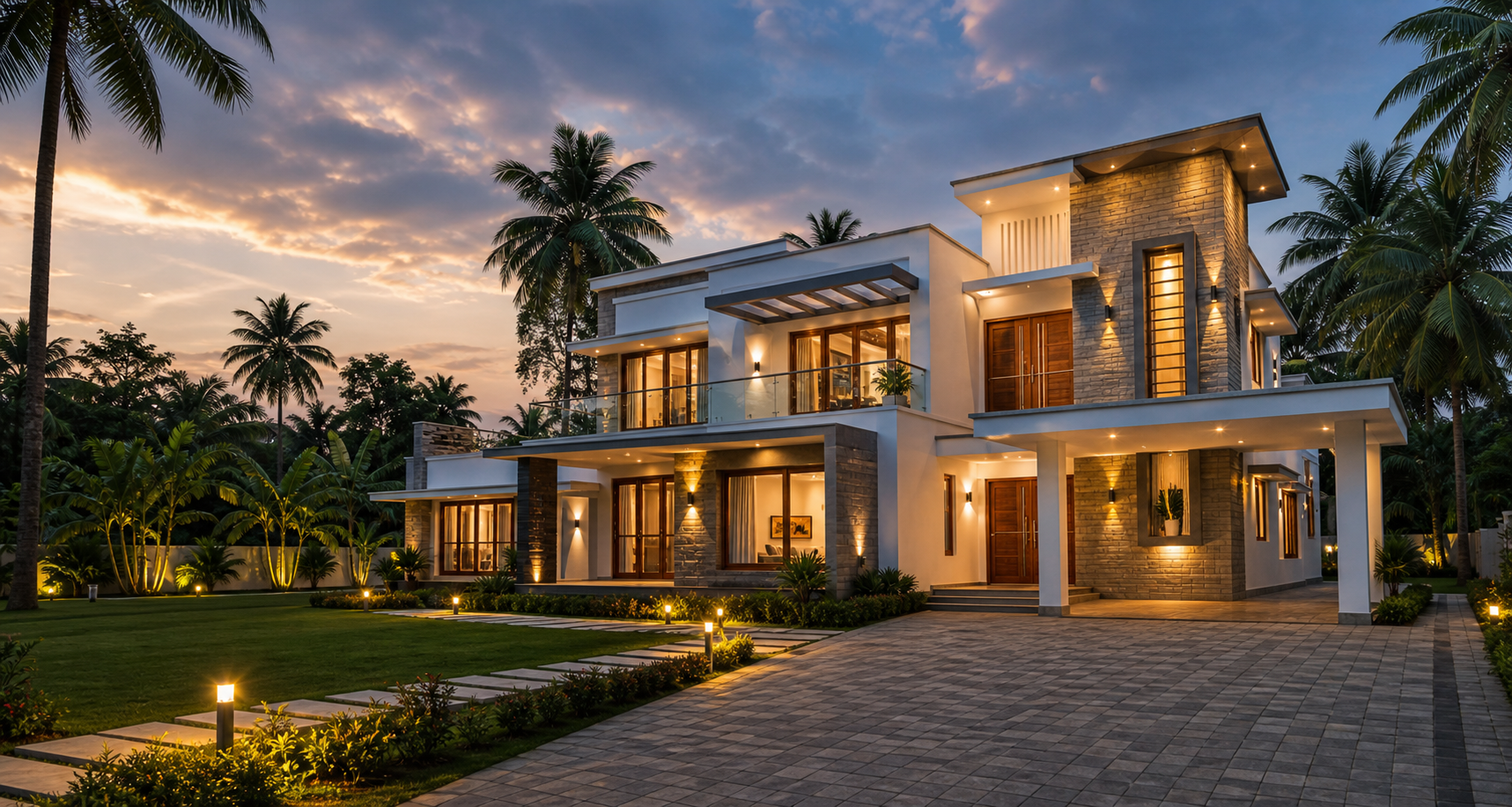 Premium modern Kerala villa by PrideTech Builders